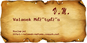Valasek Mátyás névjegykártya