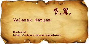 Valasek Mátyás névjegykártya